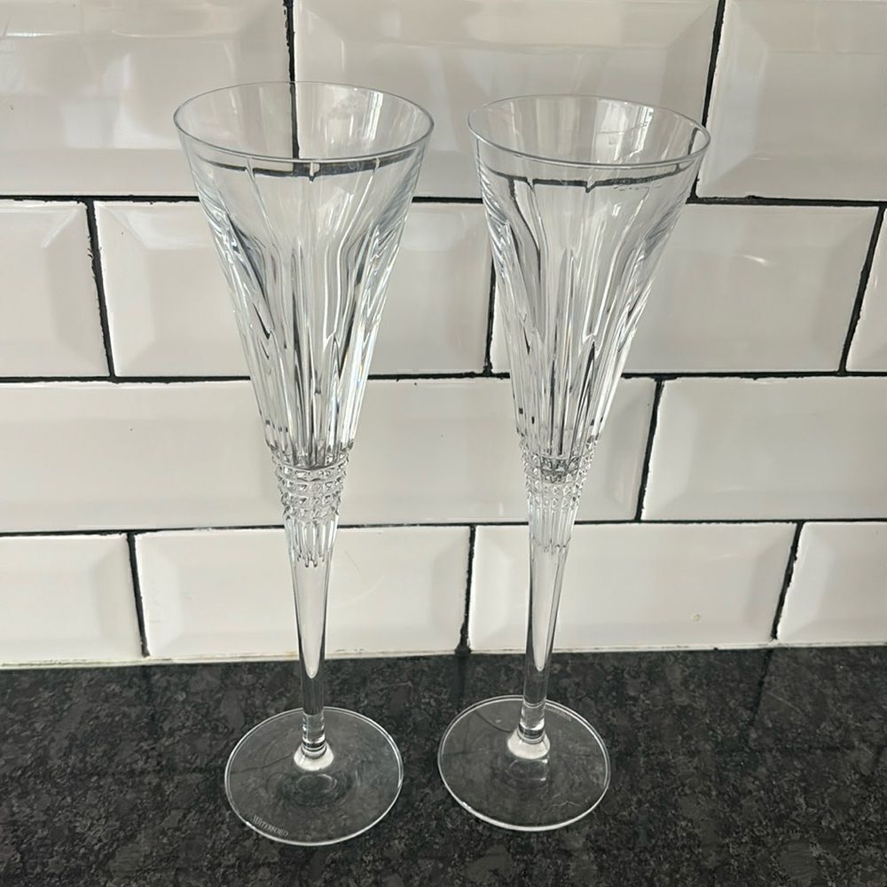 Waterford Lismore champagne flutes - set of 2 IN BOX